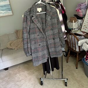 HYFVE Black and Gray Pea Coat Double-Breasted